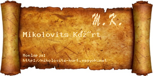 Mikolovits Kürt névjegykártya